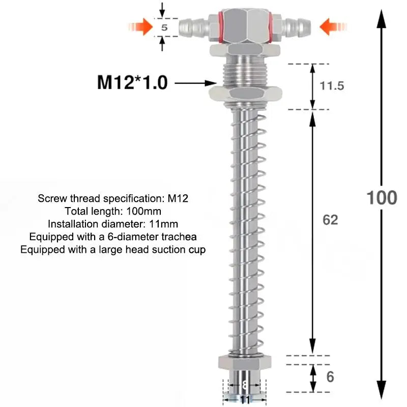 Robotic Arm Suction Cup M12/M10 T-Shape Spring Buffer Sucker Rod Industrial Suction Cup Richie's M12 100cm