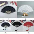 Lace Folding Hand Fan Tassel Floral Pattern – Gift & Photo Prop Decorative Folding Fan Richie's