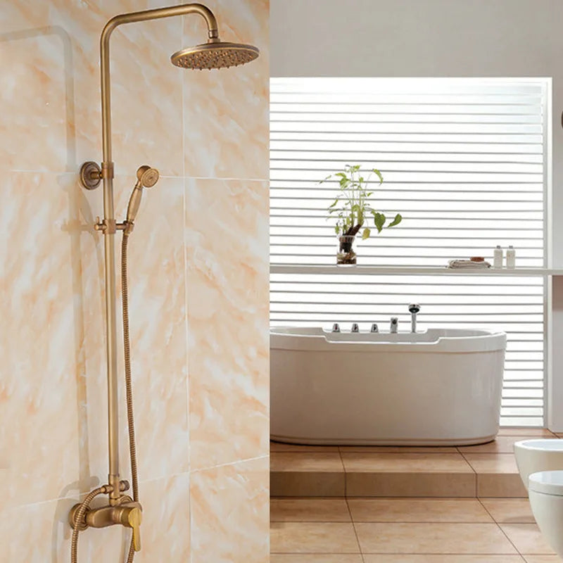 Antique Brass Wall Mounted Bathtub Shower Mixer Faucet Set Shower Mixer Faucet Richie's A