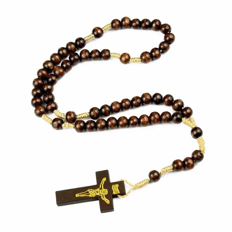 Wood Cross Prayer Bead Bracelet – Crucifix Charm Gift Cross Bead Bracelet Richie's A3