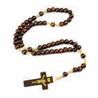 Wood Cross Prayer Bead Bracelet – Crucifix Charm Gift Cross Bead Bracelet Richie's A3