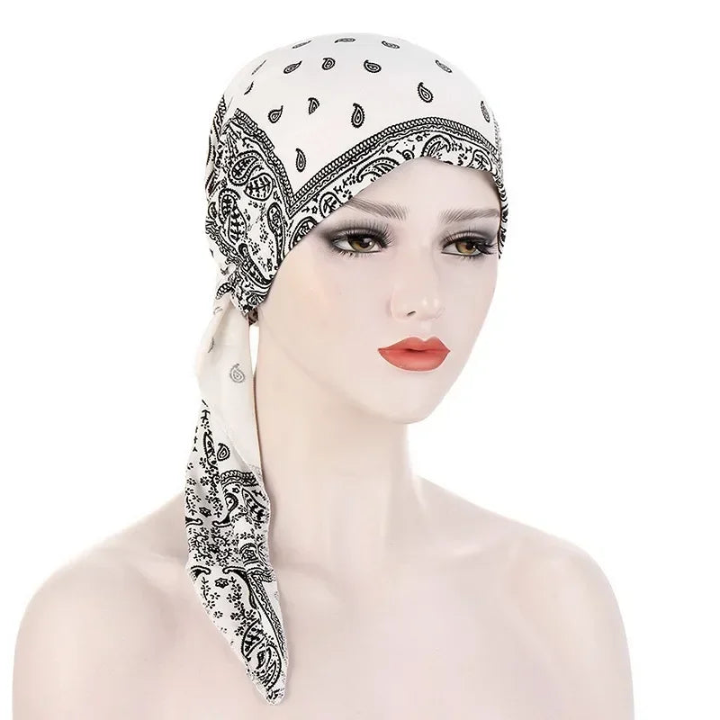 Women's Printed Turban Hat Pre-Tied Head Scarf Cotton Hijab Turban Head Scarf Richie's