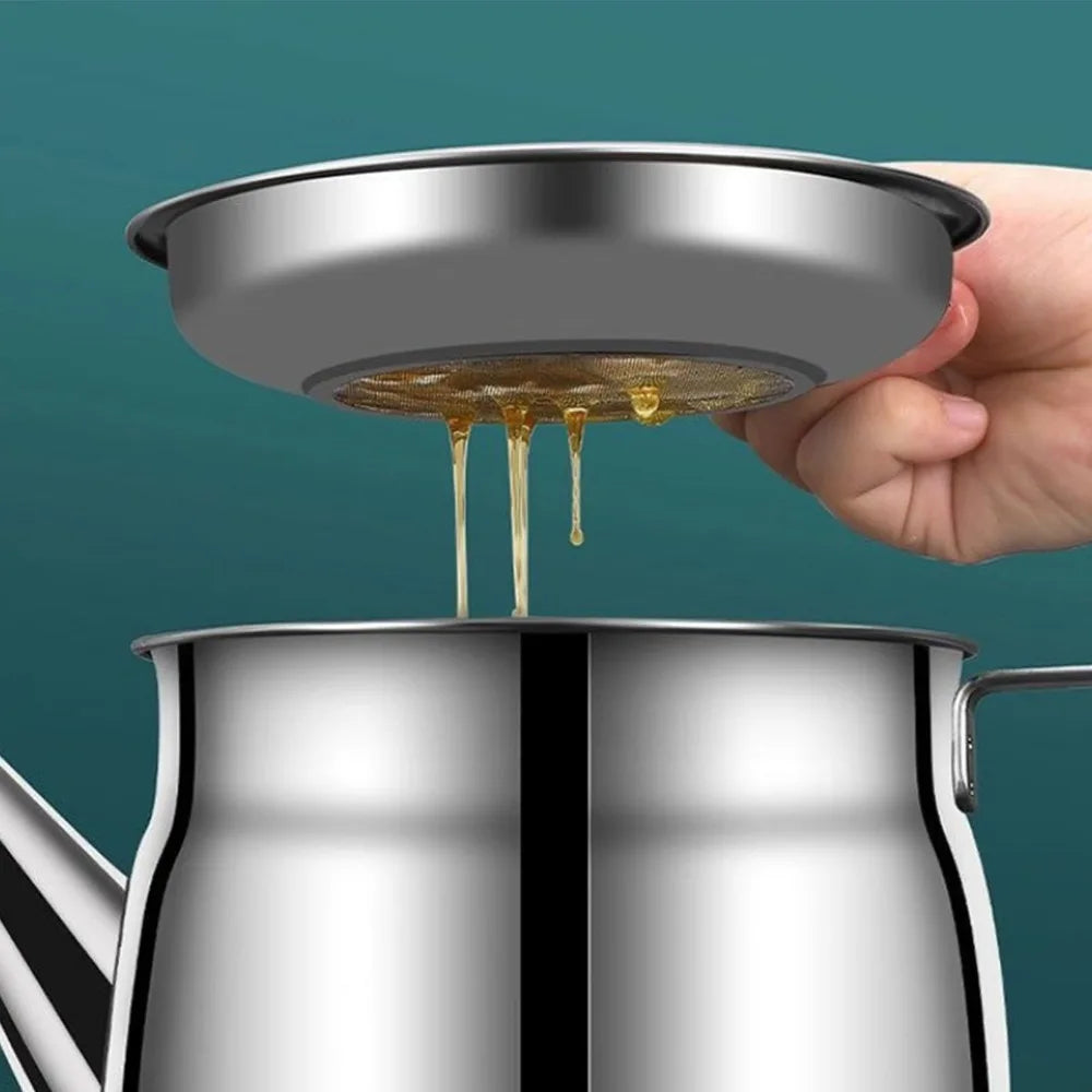Stainless Steel Oil Strainer Pot 1200ml Grease Container Oil Strainer Pot Richie's