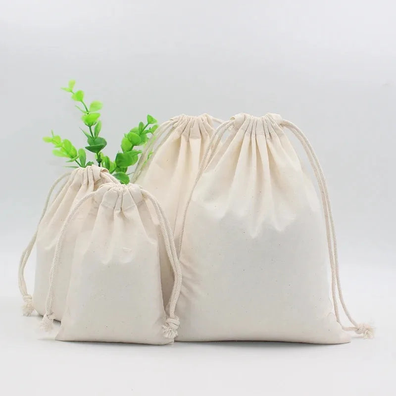 Natural Canvas Drawstring Bags 5/10pcs – Cotton Linen Pouches Canvas Drawstring Bag Richie's