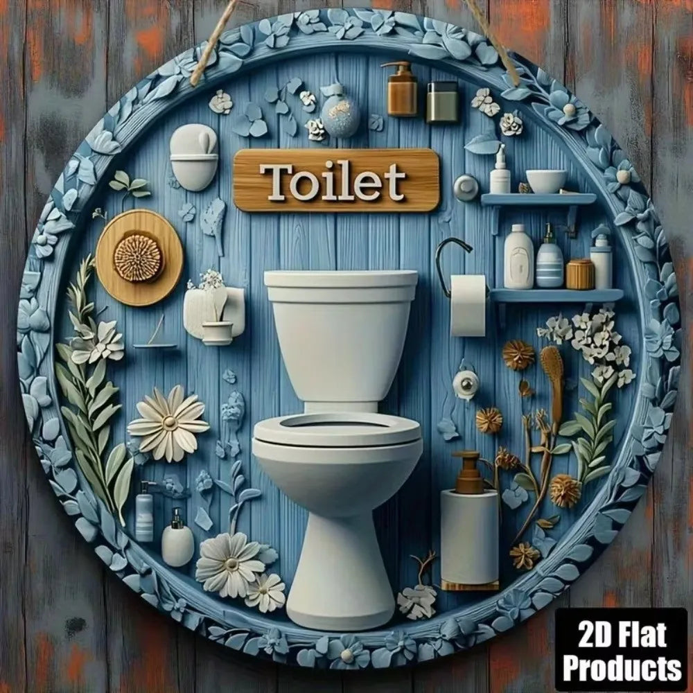 Wooden Hanging Bathroom Sign Round Farmhouse Wall Décor Wall Sign Plaque Richie's