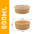 50pcs Kraft Paper Salad Bowls with Lids 500/750ml Disposable Disposable Food Bowls Richie's 500ml
