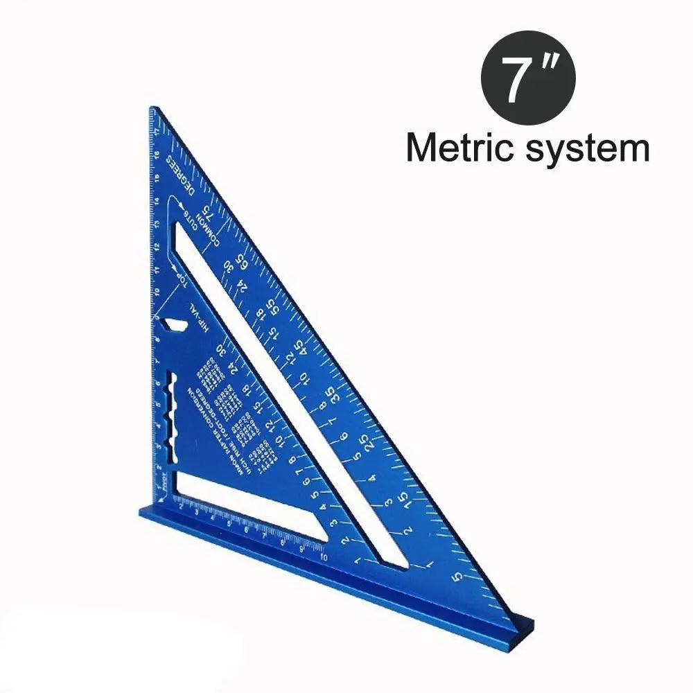 7-Inch Aluminum Triangle Ruler – Metric & Imperial Woodworking Tool Woodworking Angle Ruler Richie's blue-metric