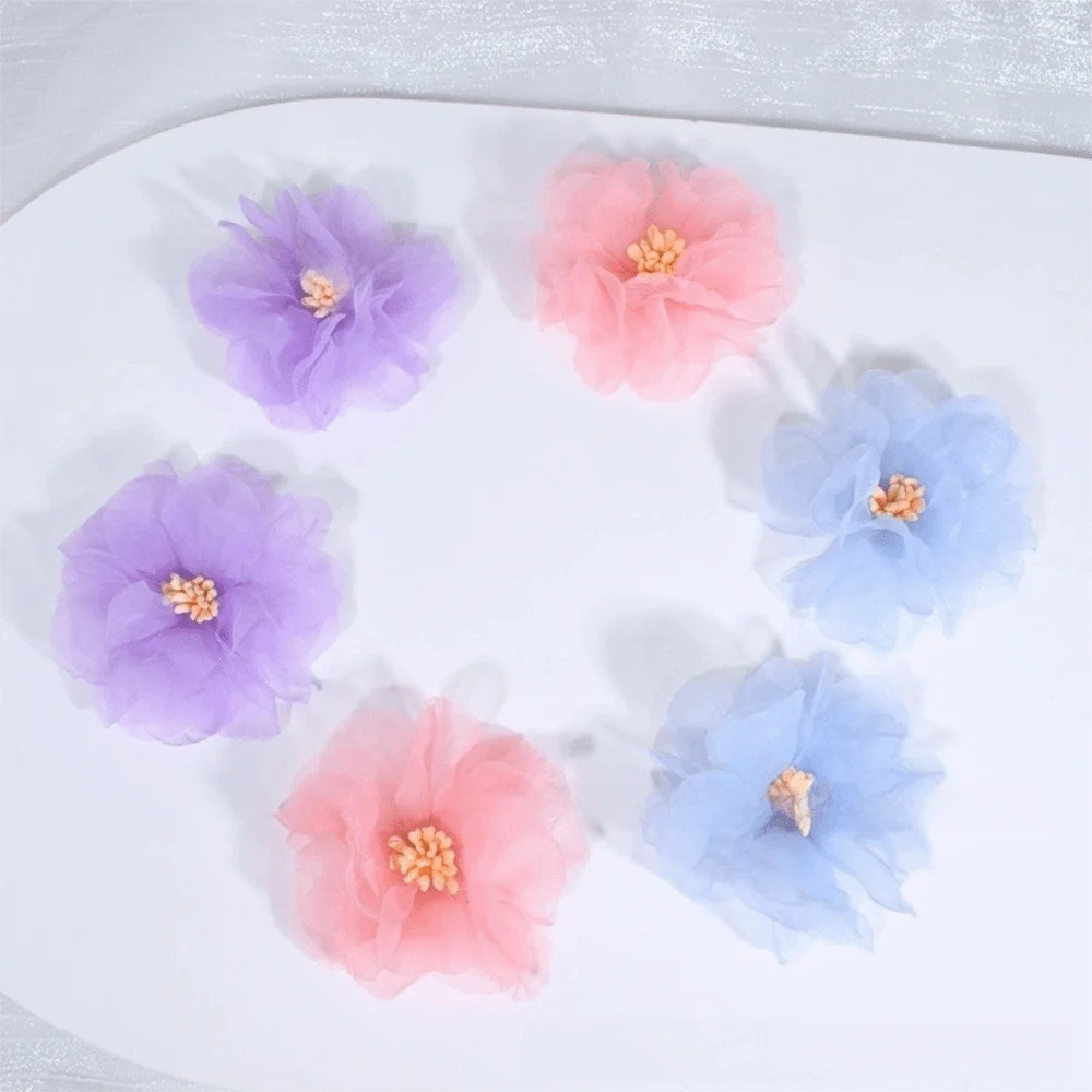 10Pcs Organza Flower Appliques 3D Mesh Sewing Patches 5.5cm Fabric Flower Appliques Richie's