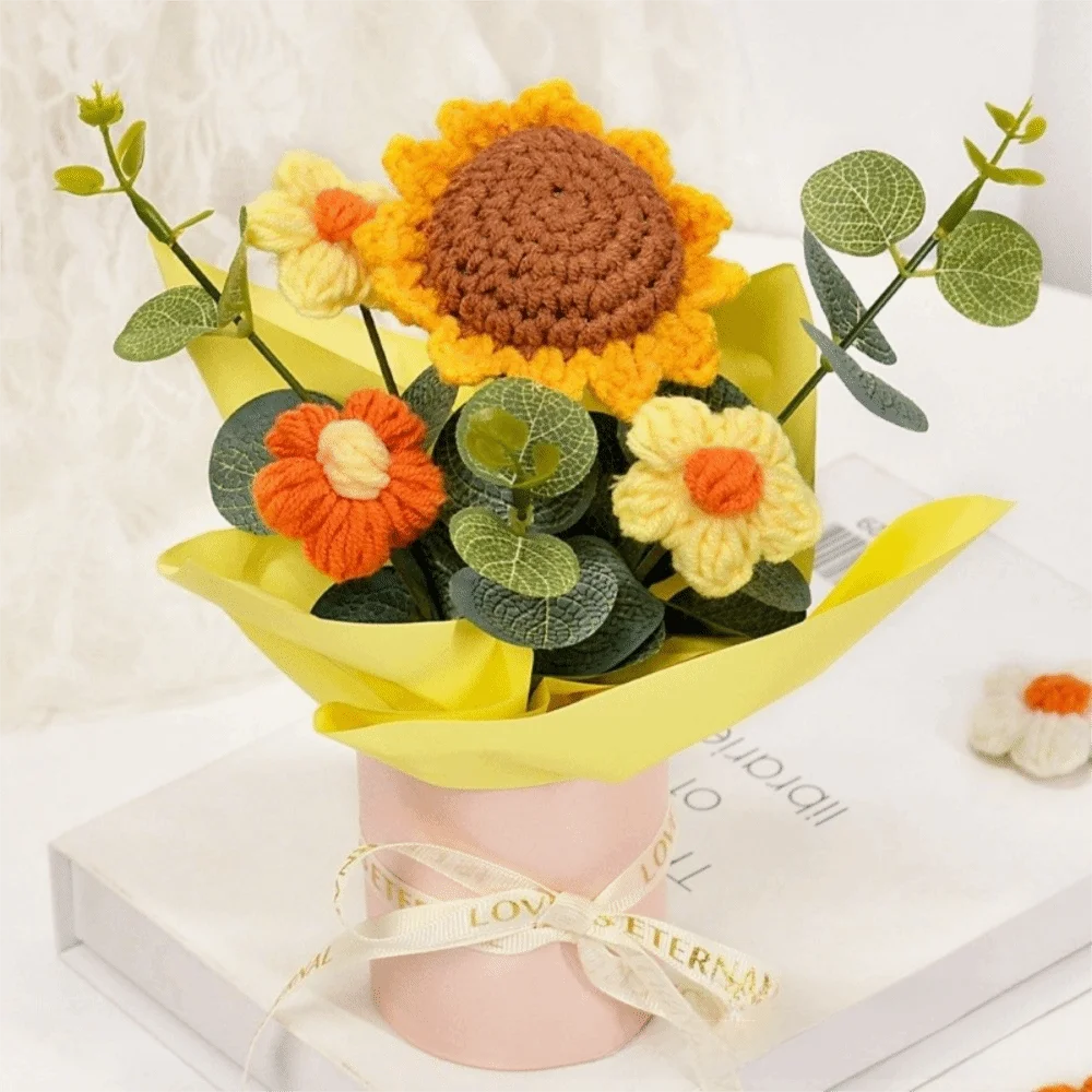 Handmade Crochet Puff Flower Bouquet – Eternal Milk Cotton Décor Crochet Flower Bouquet Richie's 08