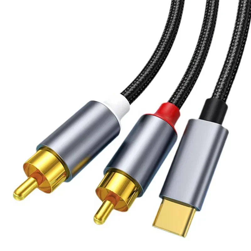 USB-C to 2 RCA Y Splitter Cable | Audio Adapter for Car & TV USB-C Audio Cable Richie's Type c to 2RCA 1m