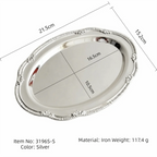 Vintage Embossed Silver Oval Tray – Metal Snack & Dessert Plate Metal Serving Tray Richie's S