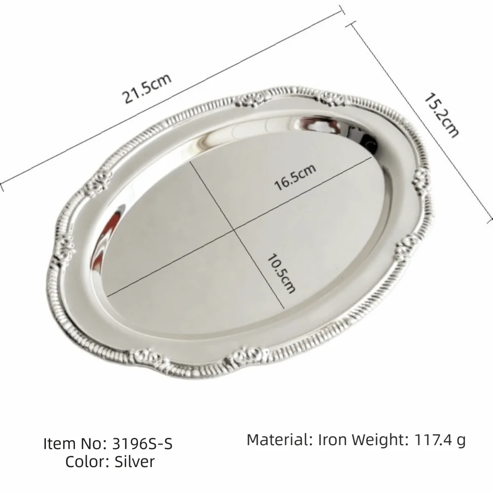 Vintage Embossed Silver Oval Tray – Metal Snack & Dessert Plate Metal Serving Tray Richie's S