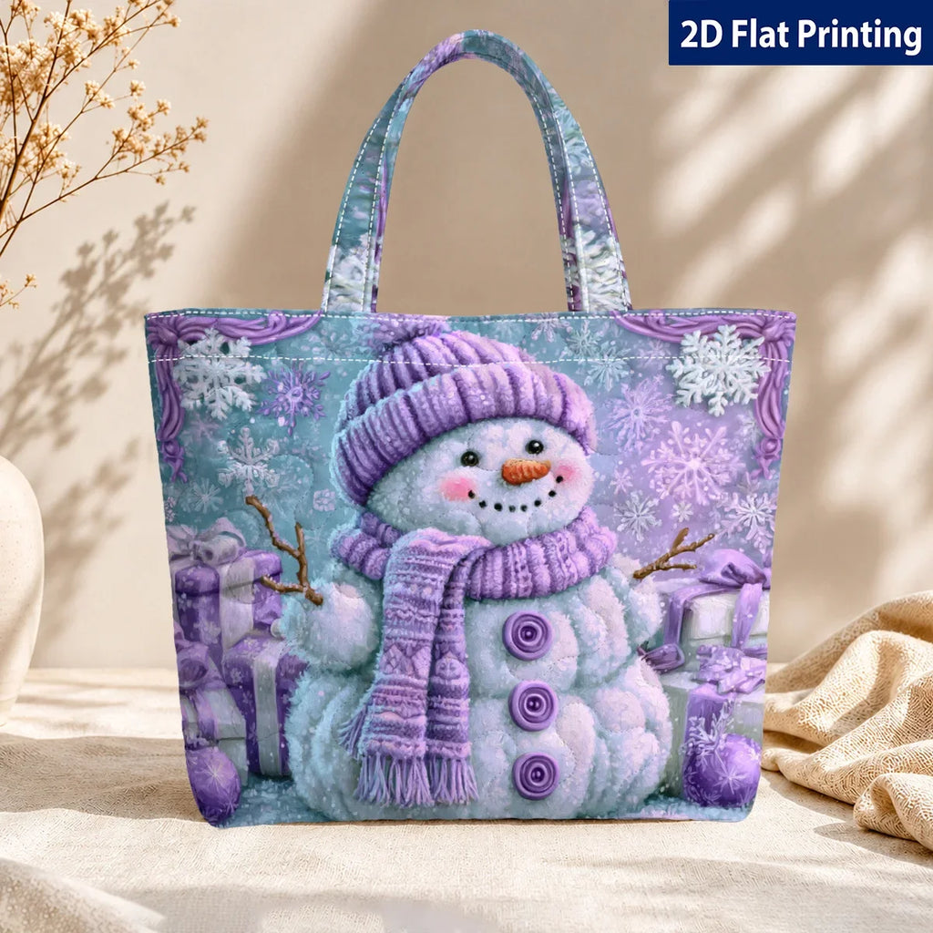 Snowman Quilted Tote Bag – Large Lightweight Women's Shoulder Bag Quilted Tote Bag Richie's