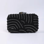 Ladies Pearl Beaded Evening Clutch Bag with Long Chain Evening Clutch Bag Richie's Black
