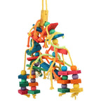 Wood & Cotton Rope Parrot Toy – Bird Chewing & Tearing Cage Toy Bird Cage Toy Richie's Colorful