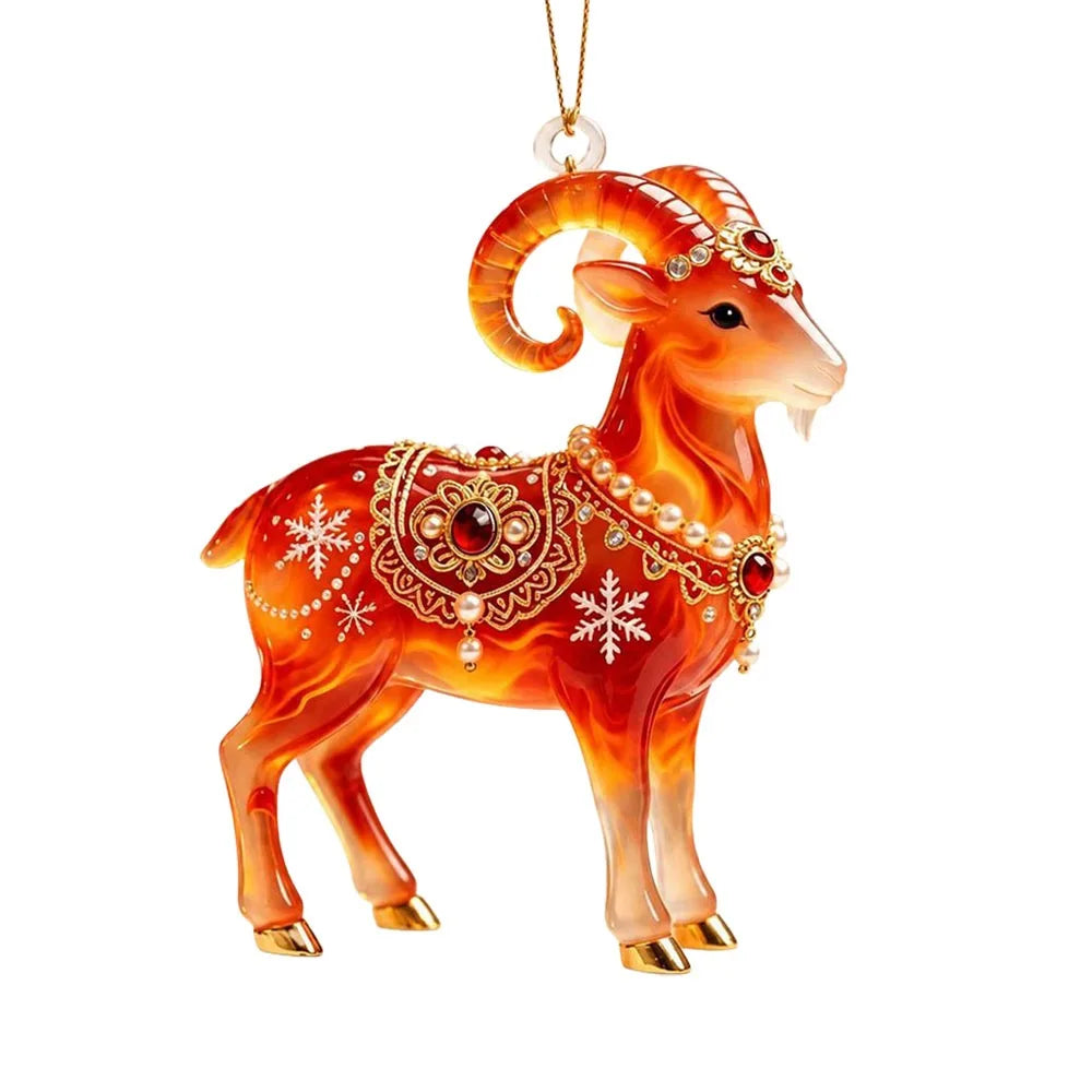 Rhinestone Goat Hanging Ornament – Acrylic Festive Pendant Christmas Ornament Richie's 5