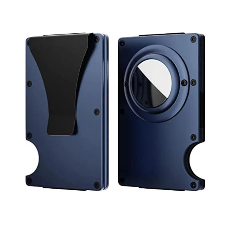 Zeeker Men's Metal Wallet | AirTag Bracket & RFID Blocking Metal Card Wallet Richie's blue Air tag