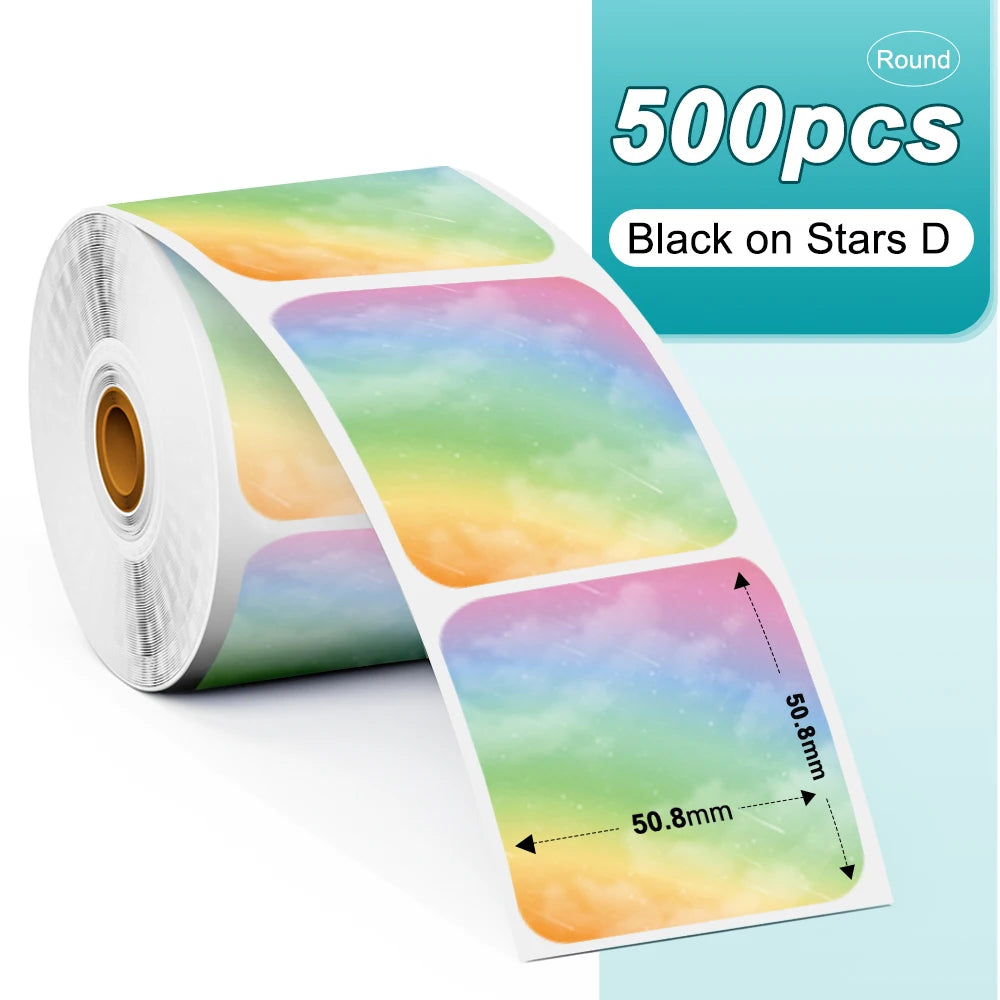 Phomemo 1000pcs Round Thermal Shipping Labels Rainbow Stickers Thermal Shipping Labels Richie's 500pcs ZD