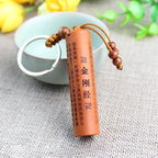 Peach Wood Diamond Sutra Keychain Pendant | Unisex Gift Wooden Keychain Pendant Richie's A1