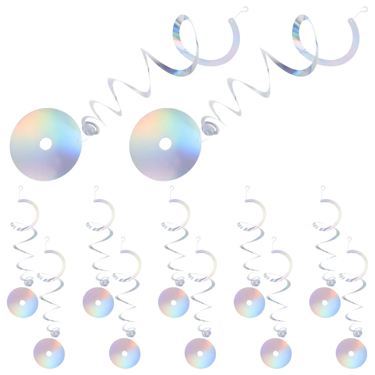 12Pcs Holographic CD Spiral Hanging Decorations – Disco Party Party Hanging Decorations Richie's