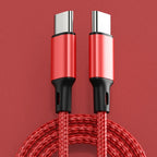USB-C to USB-C Cable 60W 3A Fast Charging Nylon Braided 1m–2m USB-C Charging Cable Richie's Red 2m