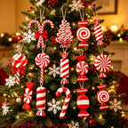 Wood Candy Cane Christmas Ornaments 12/24pcs – Red & White Christmas Ornaments Richie's