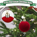 12Pcs Velvet Flocked Christmas Balls 6CM Tree Ornaments Christmas Tree Ornaments Richie's