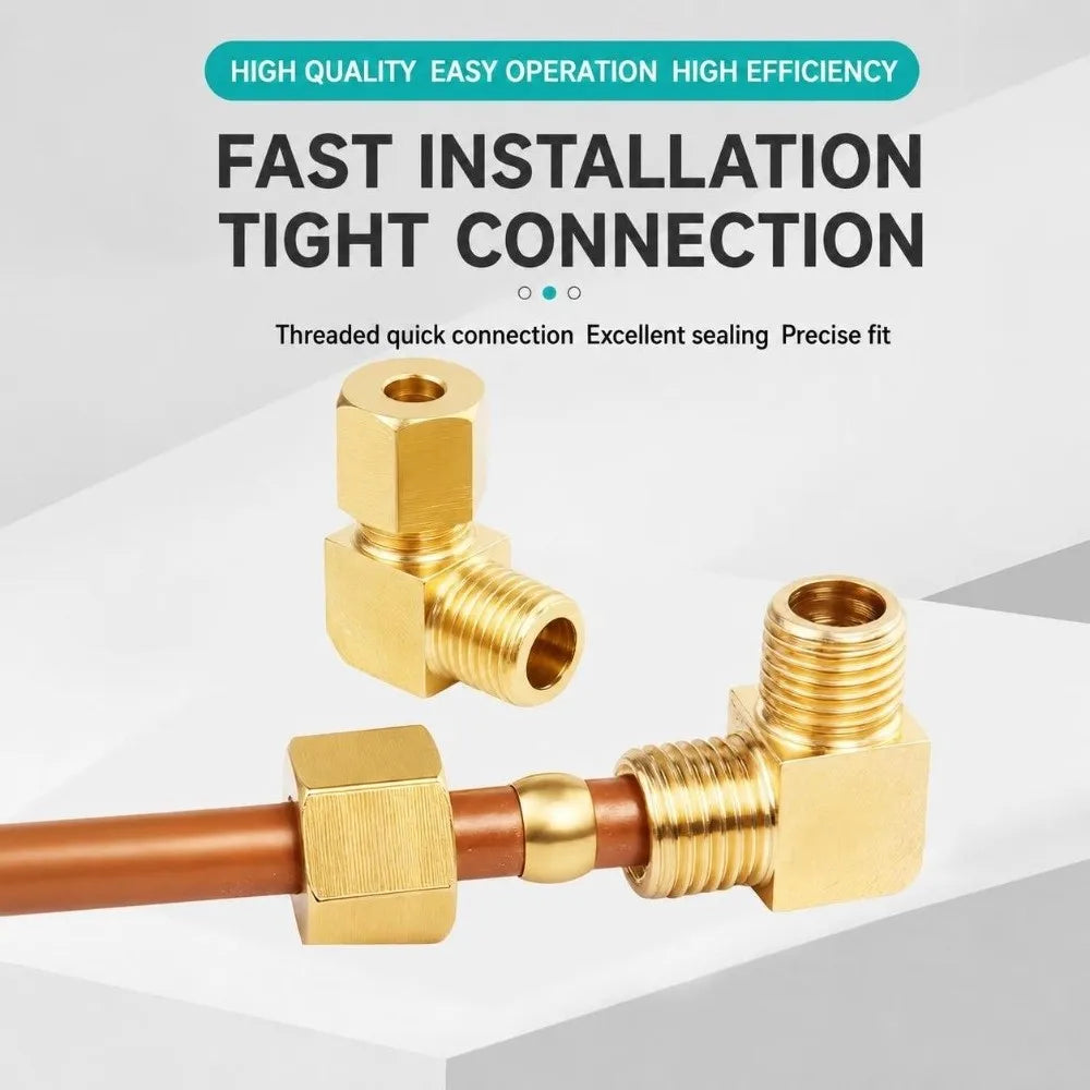 Brass 90° Compression Elbow Fitting Male Thread Tube Connector Compression Pipe Fitting Richie's