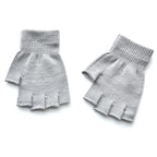 Kids Fingerless Knit Gloves – Stretchy Half-Finger Winter Mittens Kids Winter Gloves Richie's grey One Size