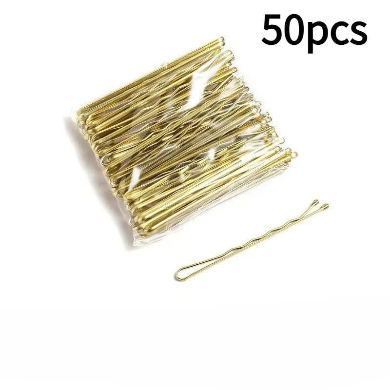 50pcs Wave Hair Clips – Barrettes for Women, Salons & Weddings Hair Clips Barrettes Richie's golden - 50pcs