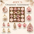 40-Piece Pink & Gold Shatterproof Christmas Ornaments Set Christmas Ornament Set Richie's Pink Other