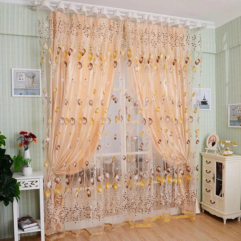 Modern Tulip Sheer Window Curtain Panel 200x100cm Polyester Sheer Window Curtain Richie's