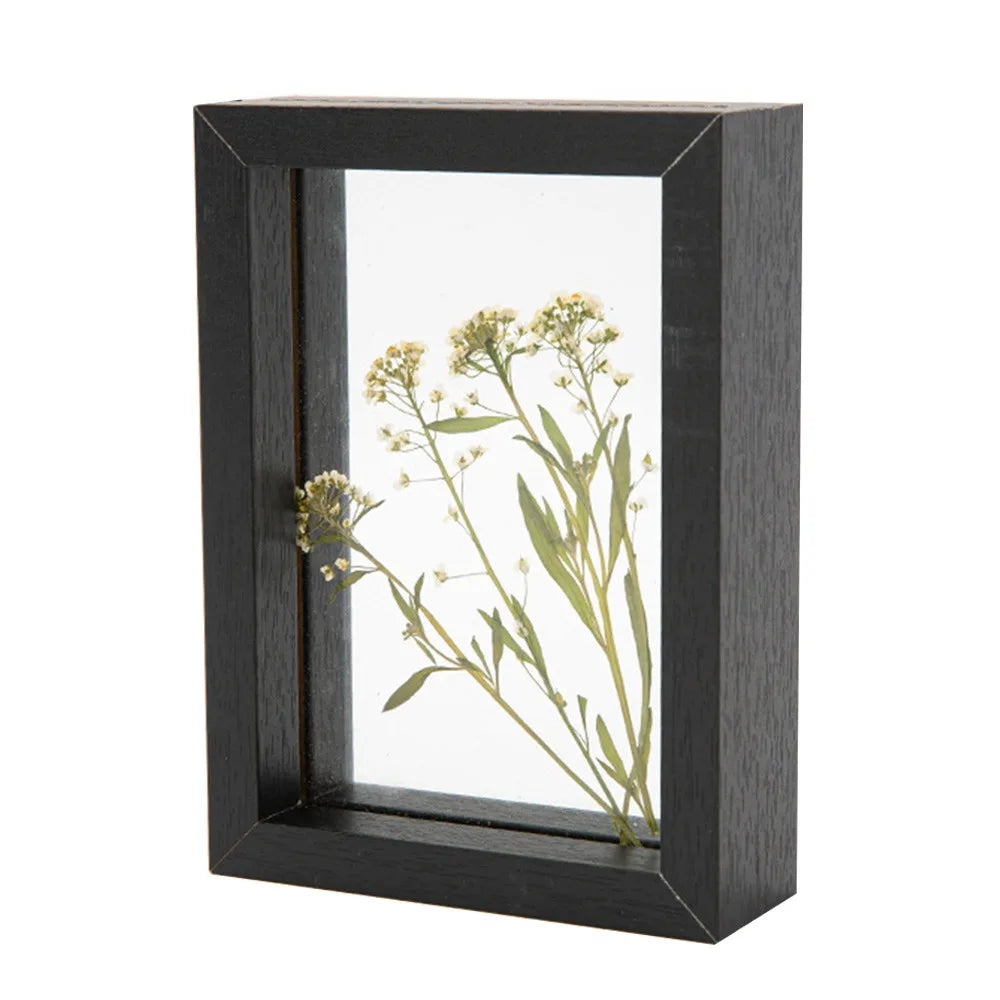 Wooden Glass Leaf Specimen Frame – Double-Sided Display Specimen Display Frame Richie's Black-6inch