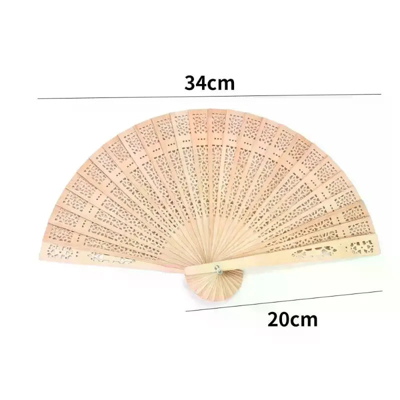 Wooden Folding Hand Fan – Carved Traditional Design, Wedding Favor Folding Hand Fan Richie's