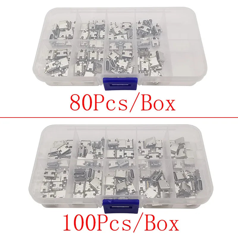 USB Type-C Female Connector Box – 2/6/16 Pin SMD PCB Sockets USB-C Connector Kit Richie's