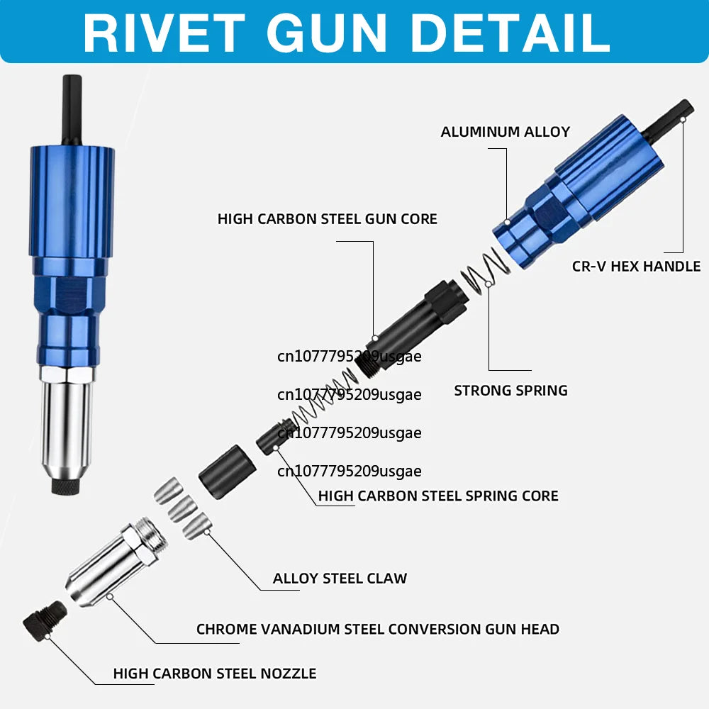 Electric Rivet Gun Drill Adapter 2.4–4.8mm Blind Rivet Kit Rivet Gun Adapter Richie's