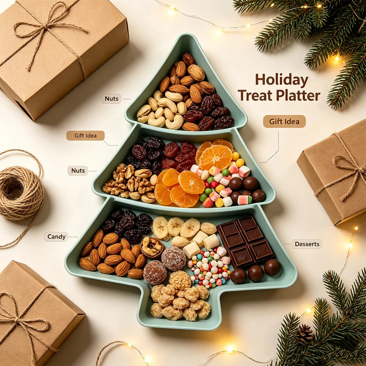 Christmas Tree Silicone Serving Tray – Holiday Snack Platter Silicone Serving Tray Richie's
