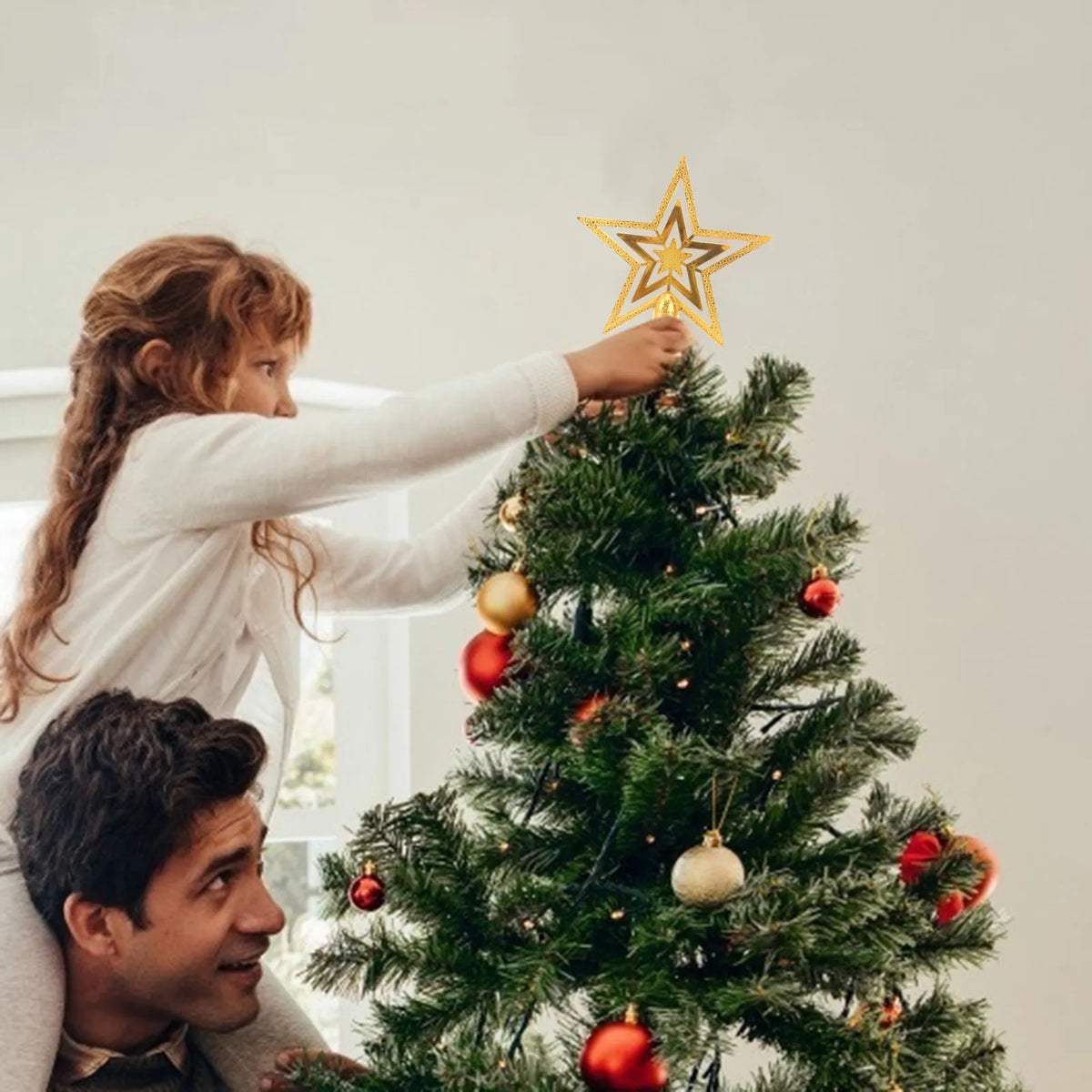 15cm Gold Star Christmas Tree Topper – Fade-Resistant PVC Christmas Tree Topper Richie's