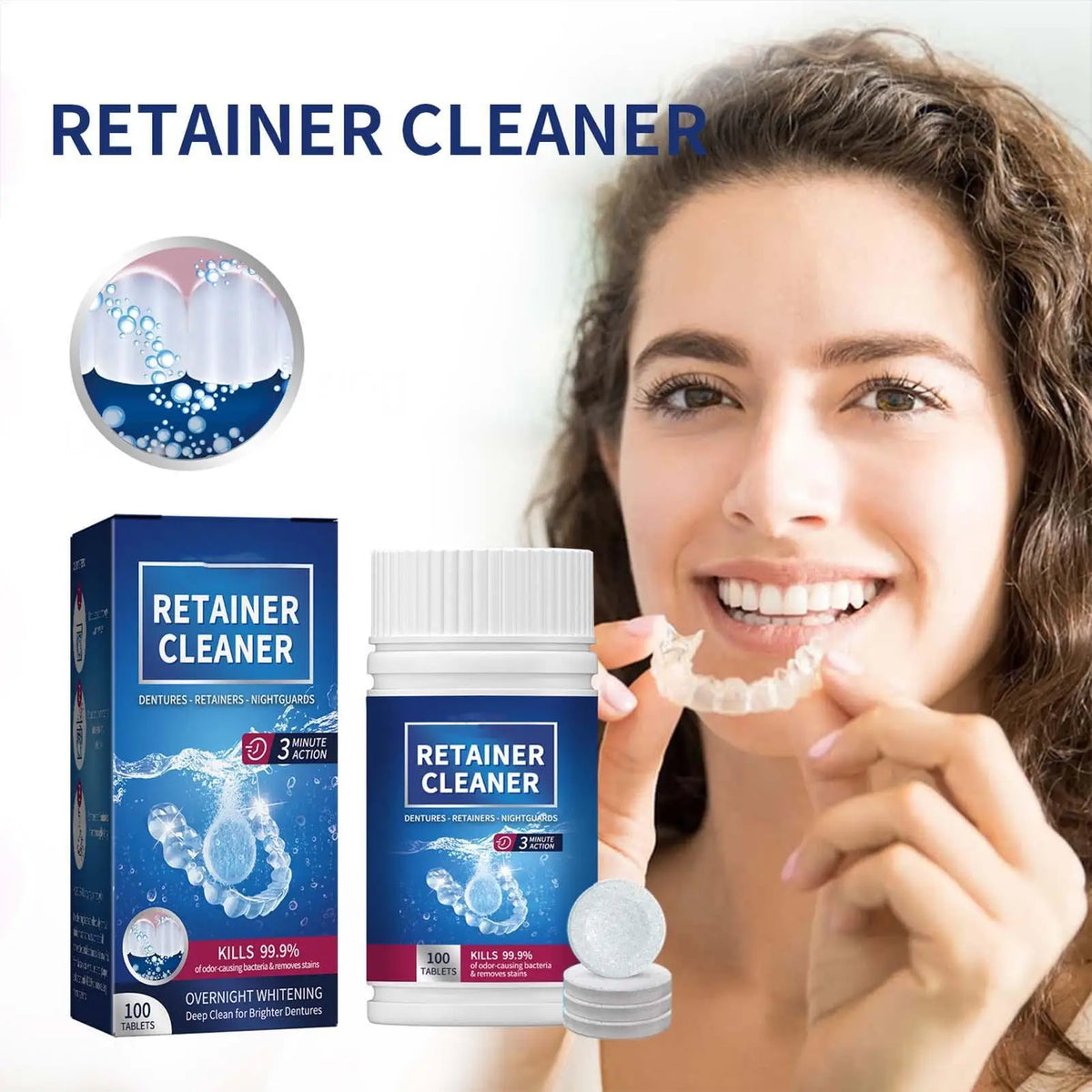 Denture Cleaning Tablets 100 Count – Retainer & False Tooth Cleanser Denture Cleaner Tablets Richie's Default Title