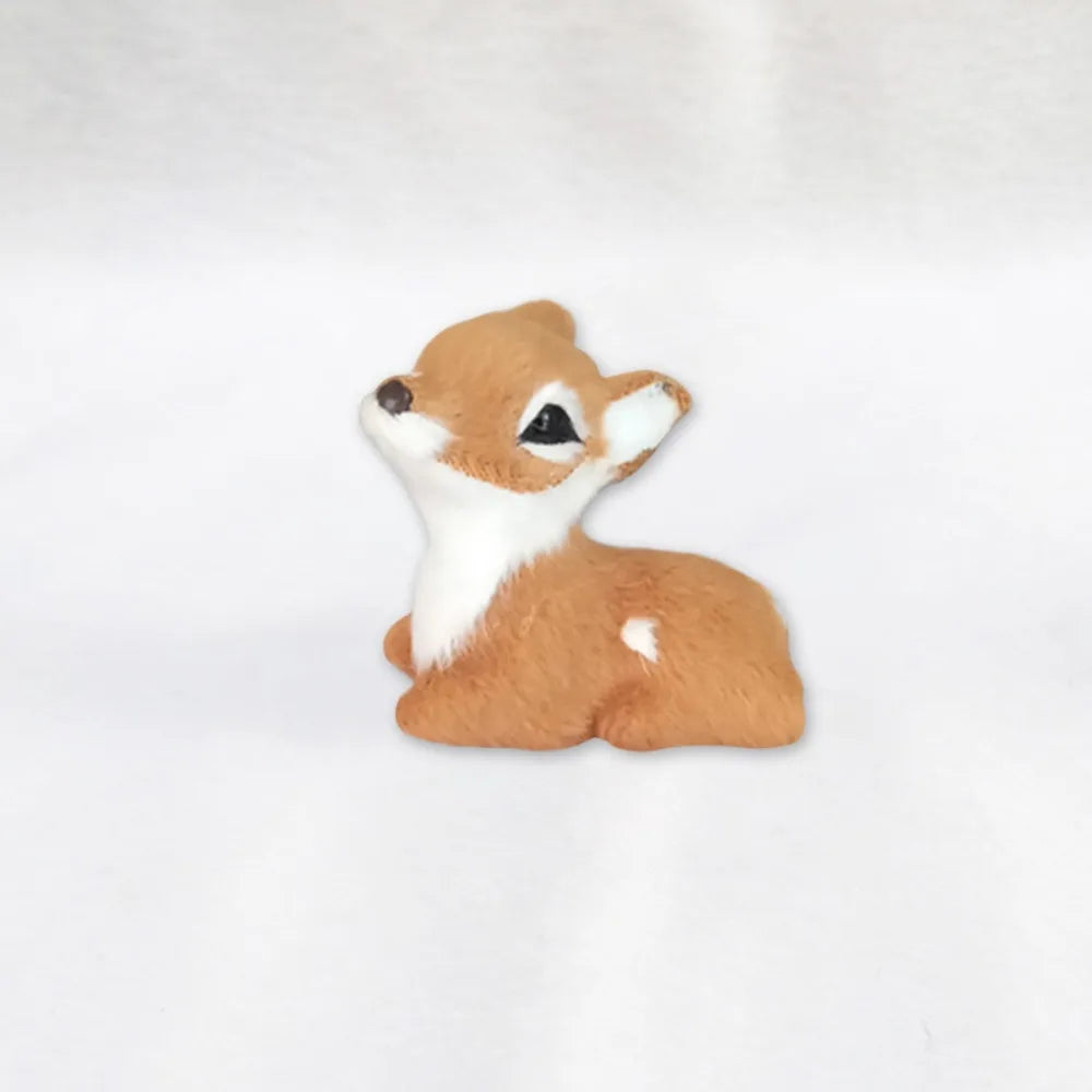 Miniature Artificial Fur Deer Figurine – Fairy Garden Decor Decorative Figurine Richie's B