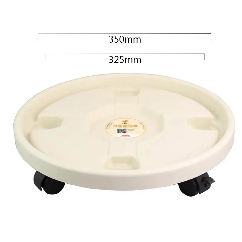 Rolling Plant Pot Tray with 360° Wheels | Movable Flower Base Rolling Plant Tray Richie's White 36CM