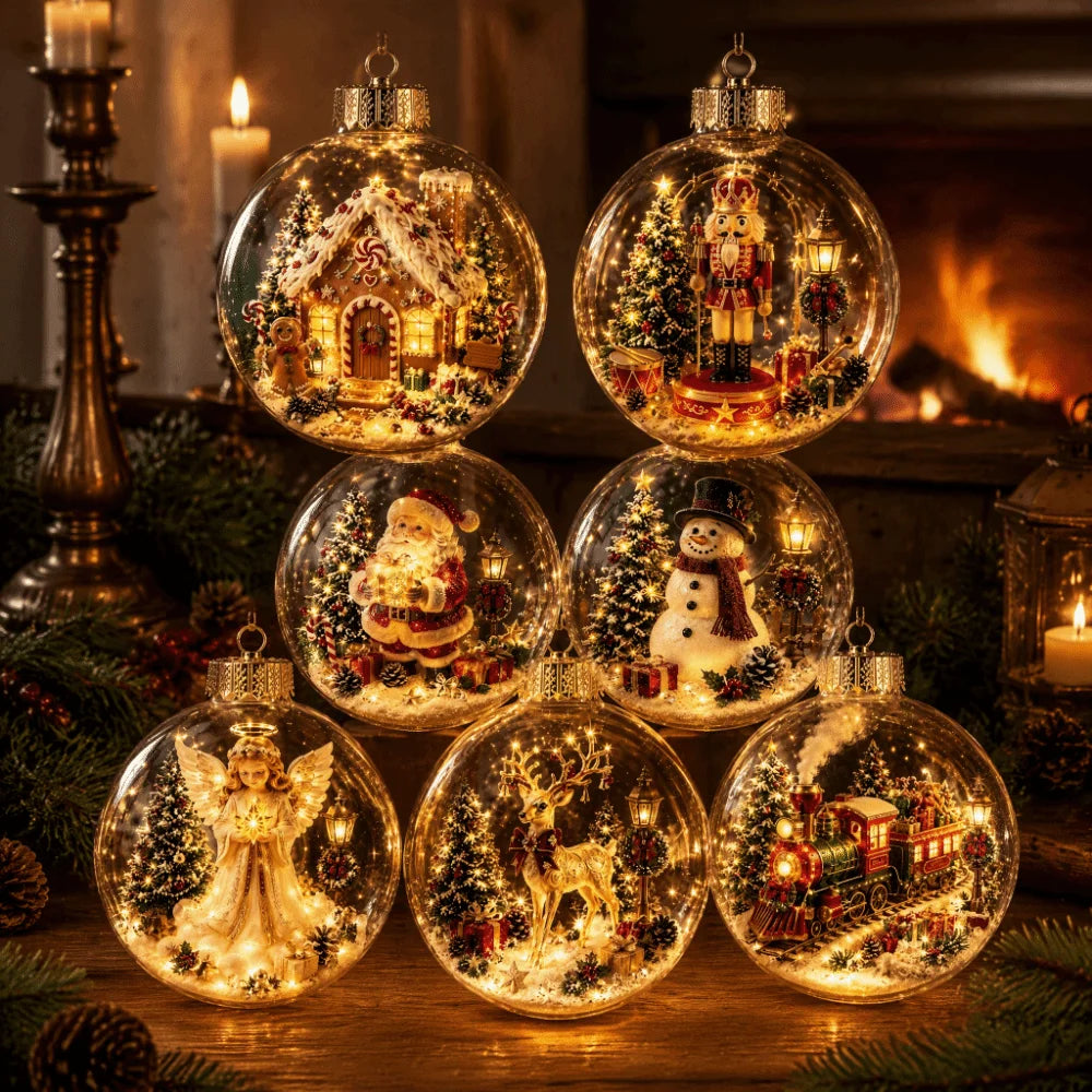 Light-Up Acrylic Christmas Ball Ornament 8CM Santa Claus Christmas Ball Ornament Richie's