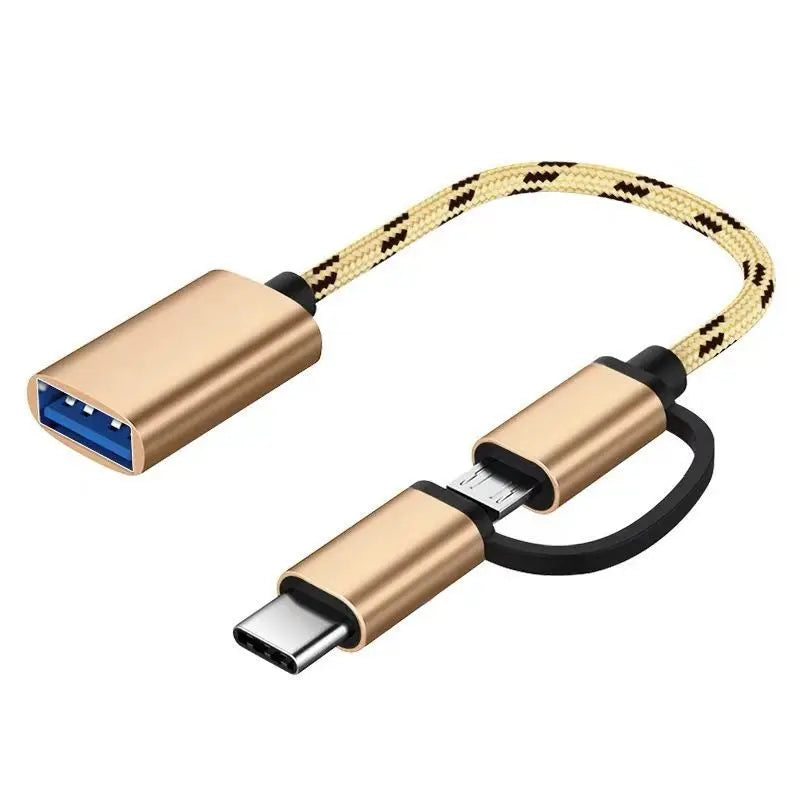 2-in-1 USB 3.0 OTG Cable Type-C & Micro USB to USB-A | 5Gbps OTG Adapter Cable Richie's Black