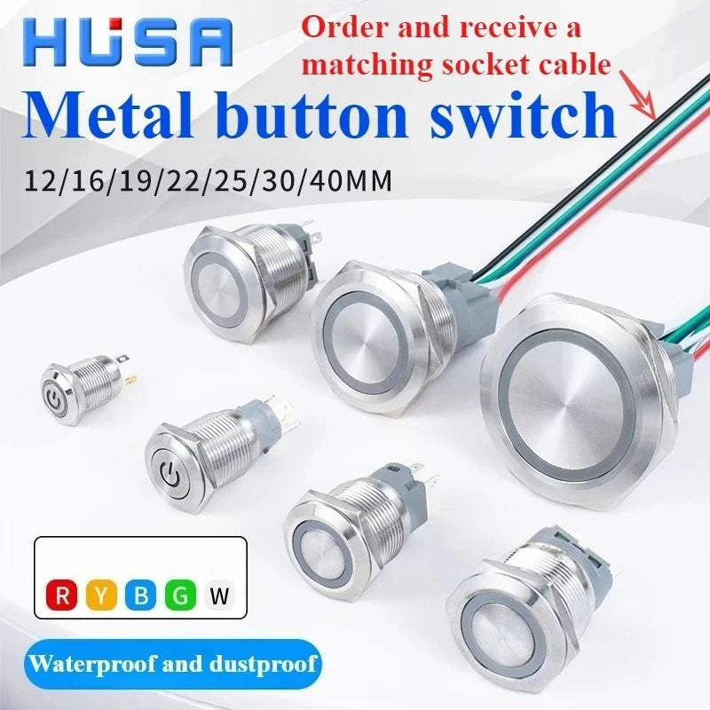 Waterproof Metal LED Push Button Switch 12–22mm Momentary Latching LED Push Button Switch Richie's