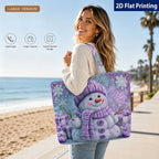 Snowman Quilted Tote Bag – Large Lightweight Women's Shoulder Bag Quilted Tote Bag Richie's