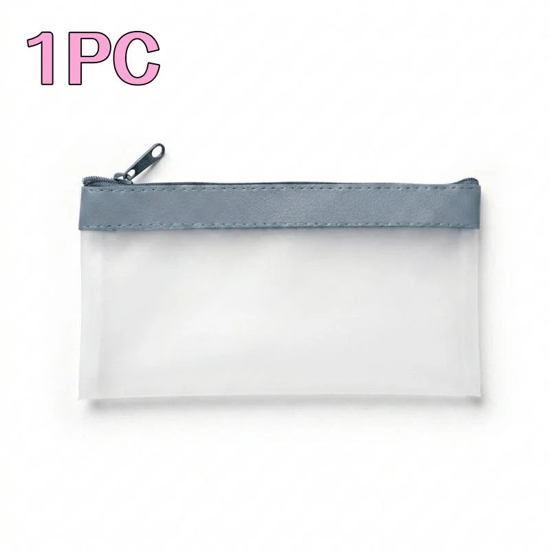 Zippered Money Pouch PVC Cash Bag for Coins, Bills & Office Zippered Money Pouch Richie's Blue 1pc