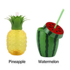 Cartoon Fruit Straw Cup | Strawberry Watermelon Pineapple Bottle Straw Water Bottle Richie's