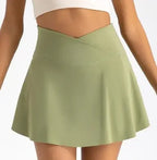 Women's High Waist Tennis Skirt with Pockets & Compression Shorts Tennis Activewear Skirt Richie's green XXL