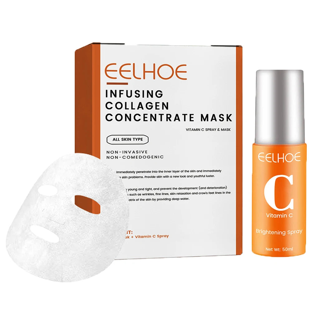 Eelhoe Collagen Face Mask & Vitamin C Spray Set | Moisturizing Face Mask Skincare Set Richie's 1Set