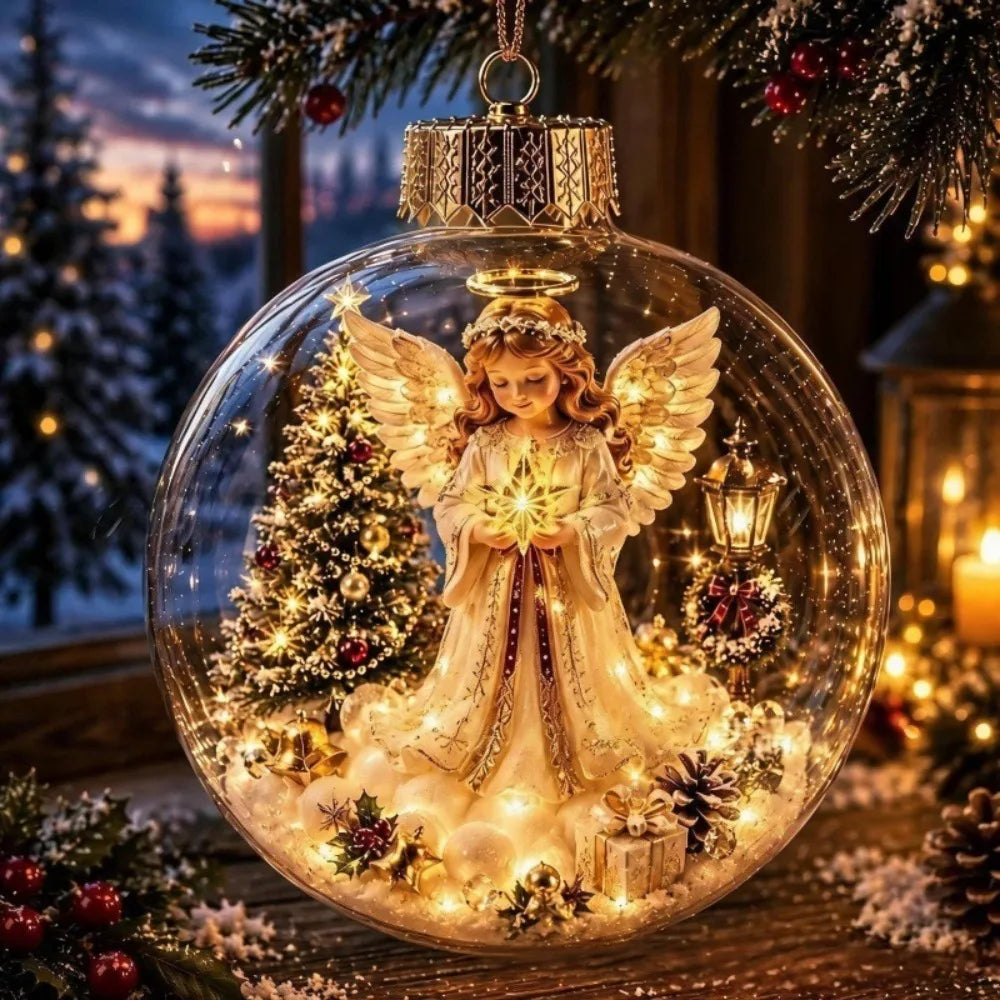 Light-Up Acrylic Christmas Ball Ornament 8CM Santa Claus Christmas Ball Ornament Richie's Style-7